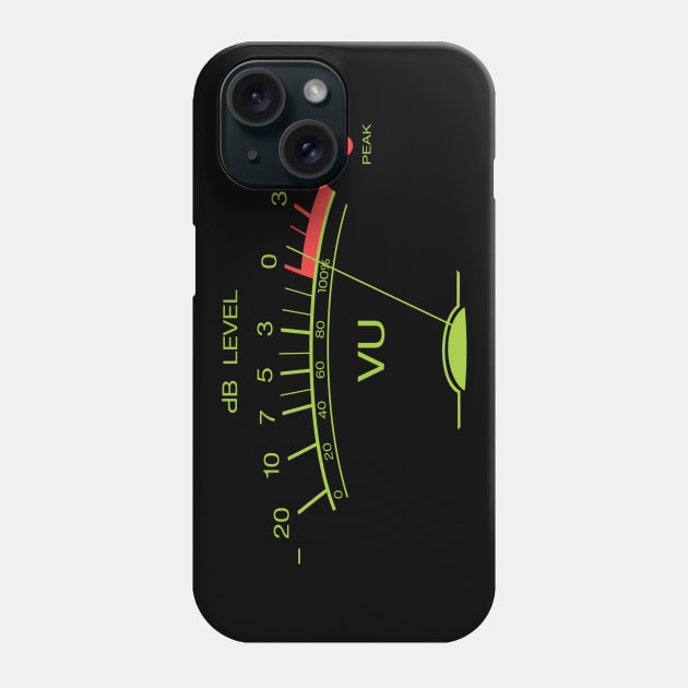 Volume VU Meter Vintage Audio Recording Studio Gear Musician Guitar Green Graphic Phone Case by blueversion