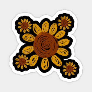 Sunflower Flora Minimalist Japanese Retro Vintage Magnet