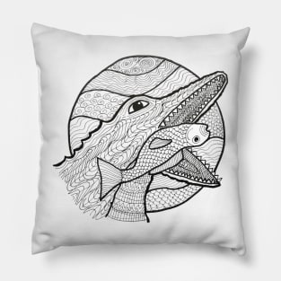 Crocodile with fish Pillow