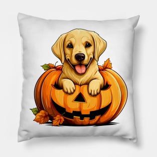 Labrador Retriever Dog inside Pumpkin #1 Pillow