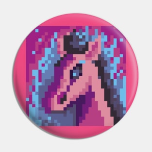 Blue fire horse pixel art Pin