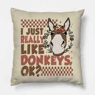 I Just Really Like Donkeys, Ok? Funny Pillow