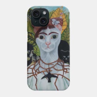 Frida portrait with Thorn Necklace and Hummingbird Phone Case