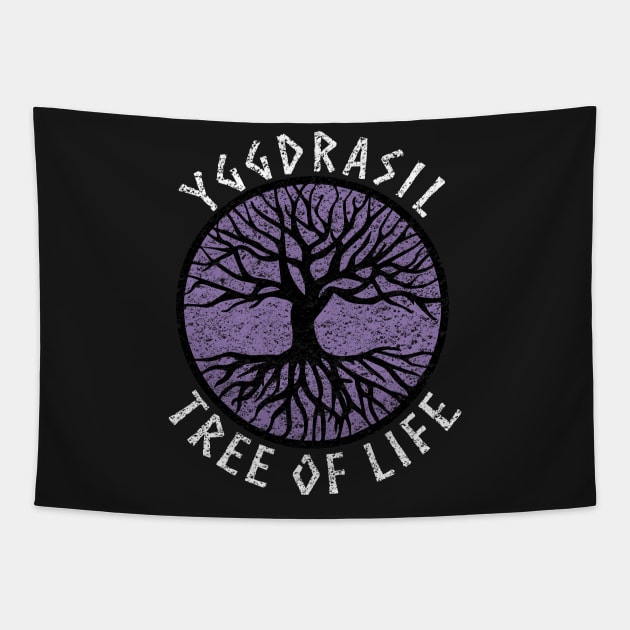 Tree of Life Yggdrasil Purple Valhalla Vikings Grunge Distressed Tapestry by vikki182@hotmail.co.uk