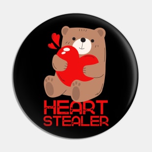 Hearts Stealing Stealer Adorable Bear Valentine's Day Pin