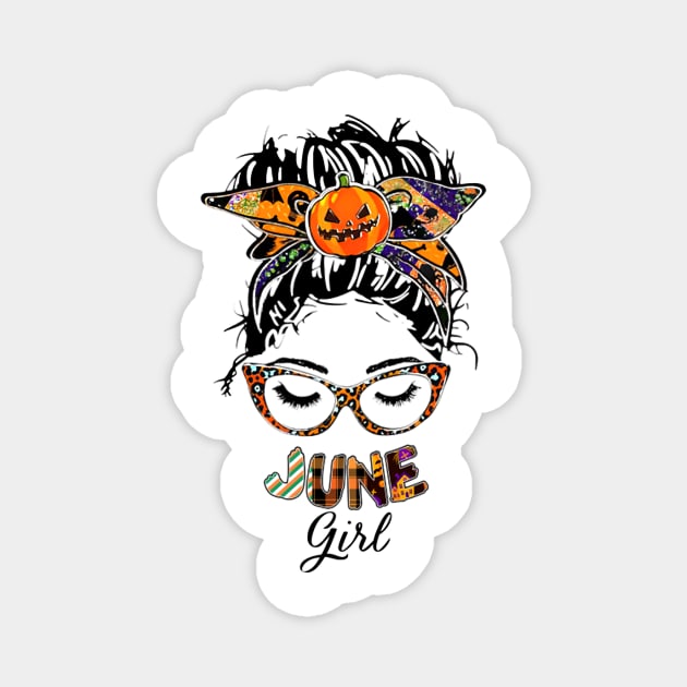 June Girl Halloween Face Wink Eyes Pumpkin Magnet by tasmarashad