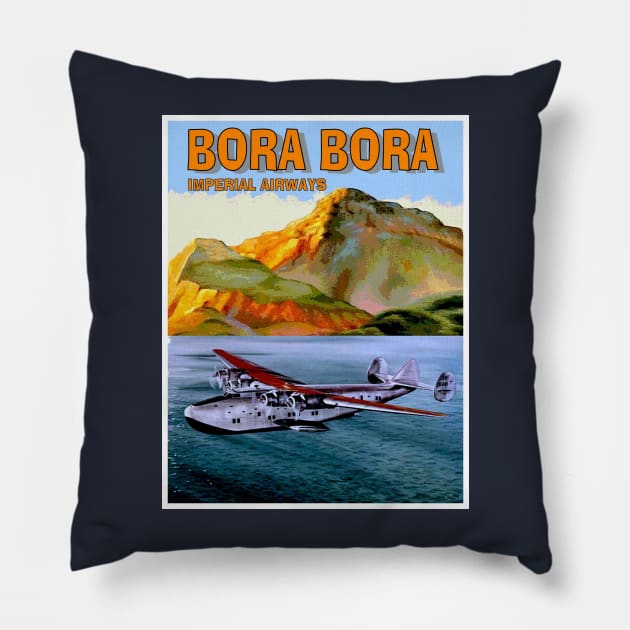 BORA BORA Vintage Imperial Airways Travel and Tourism Advertising Print Pillow by posterbobs