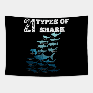 21 Types of sharks Tapestry