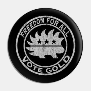 Libertarian Porcupine Freedom For All Vote Gold Logo - White Pin