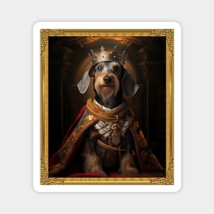 Distinguished Wire Haired Dachshund - Medieval German King (Framed) Magnet