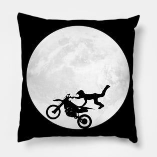 Biker Silhouette in Full Moon Pillow