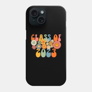 Class Of 2023 Senior 23 Grad Retro Groovy Hippie Face Flower Phone Case