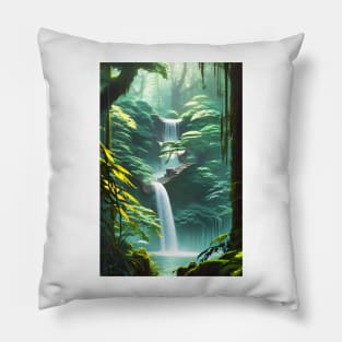 Adorable Waterfalls in a Forest Pillow