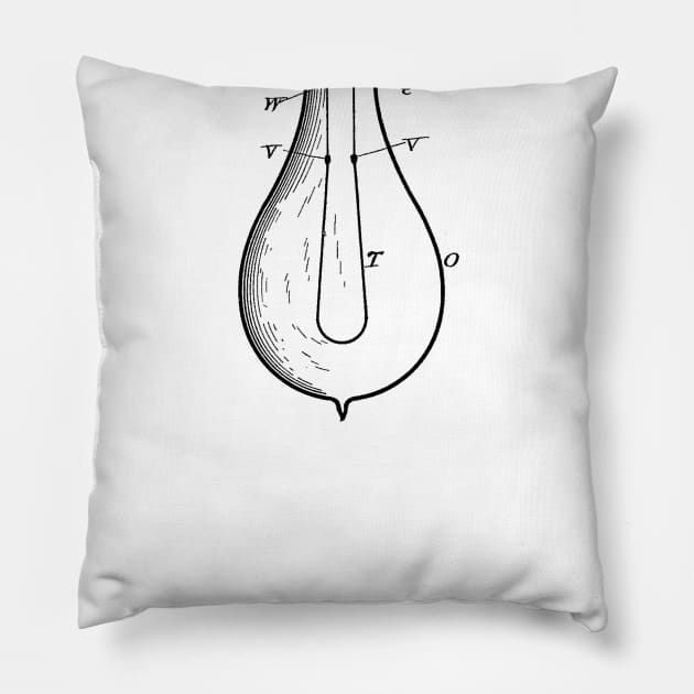 Incandescent Electric Lamp Vintage Patent Hand Drawing Pillow by TheYoungDesigns