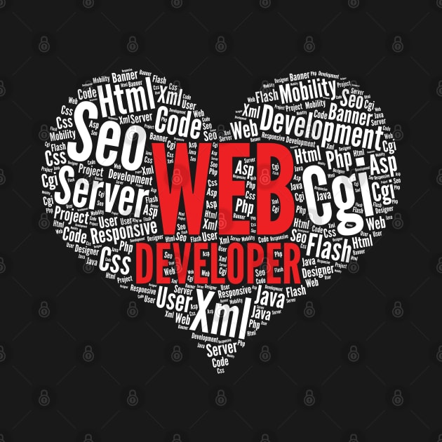 Web developer Heart Shape Word Cloud Design graphic by theodoros20