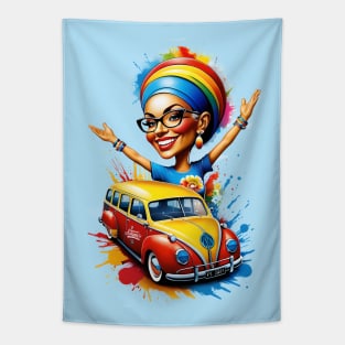 Ride of Elegance: Womanhood on Wheels Tapestry