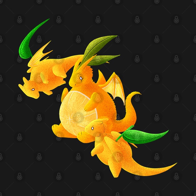 Kawaii Tangerines Dragons - Without Background by Chiisa