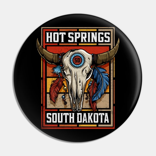 Hot Springs South Dakota Native American Bison Skull Pin by SouthDakotaGifts