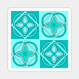 Tile pattern blue green mint Magnet