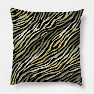 Savage Glitter Style Black, Beige, Green Tiger Pattern Animal Print Wild Safari Pillow