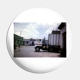 US articulated lorry in Guatemala City summer 1991 Pin