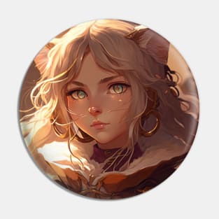 Illustration of woman cat looking at the camera in anime realistic style Pin