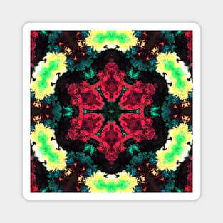 Psychedelic Hippie Flower Red Teal Black and Green Magnet