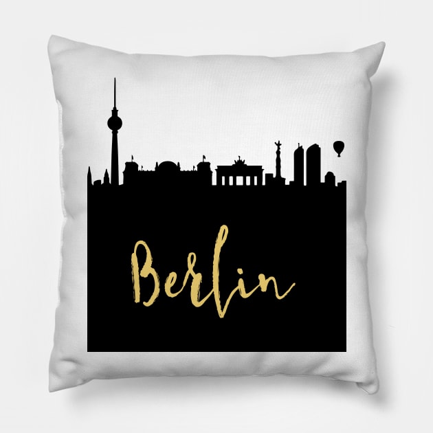 BERLIN GERMANY DESIGNER SILHOUETTE SKYLINE ART Pillow by deificusArt