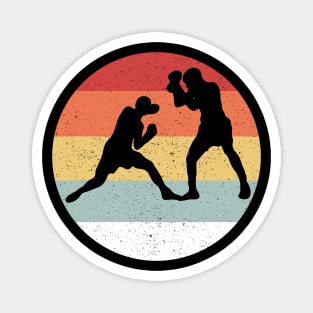 Vintage Retro Boxing Player Boxer Silhouette Sun Magnet