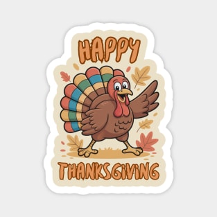 Cheerful Turkey With Autumn Leaves – Happy Thanksgiving Vibes Magnet