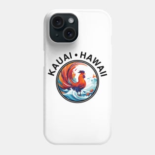 Kauai Hawaii - Rooster (with Black Lettering) Phone Case