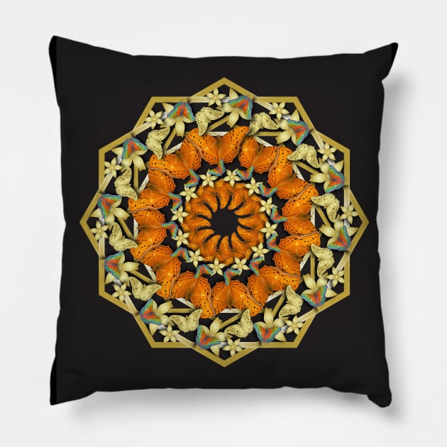 Kaleidoscope of butterflies and flowers Pillow by hereswendy