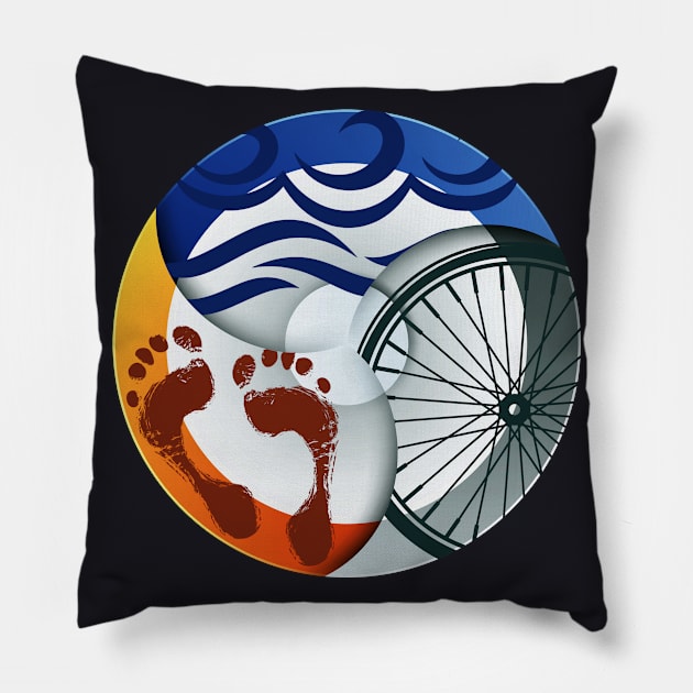 Runner Swimmer Cyclist Triathlon Triathlete Pillow by shirtsyoulike