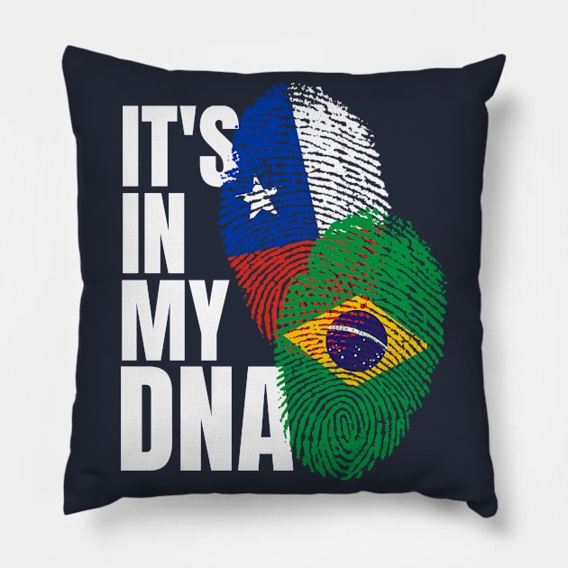 Chilean And Brazilian Mix DNA Flag Heritage Gift Pillow by Just Rep It!!