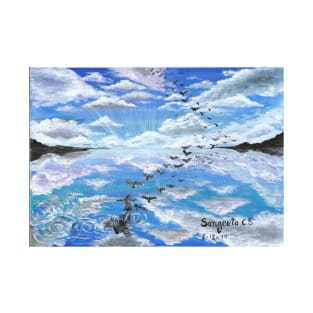 reflections magical, surreal and motivational limited pallette acrylic painting T-Shirt