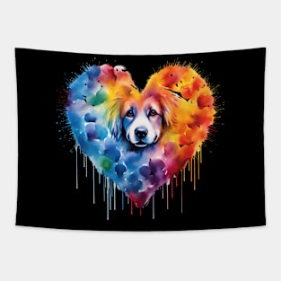 Dog Heart Watercolors Painting Heart Dogs Rainbow Dog Lover Gift Tapestry