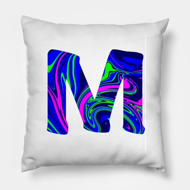 Marbled M Pillow by RebekahMahoney