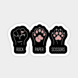Funny Cat Rock Paper Scissors T-Shirt - Cute Kitten Paw Gamer Tee Magnet