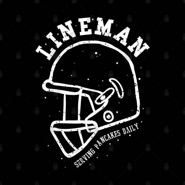 lineman serving pancakes daily foot ball helmet by A Comic Wizard