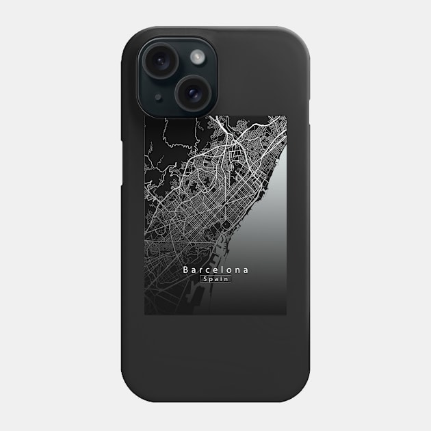 Barcelona Spain City Map dark Phone Case by Robin-Niemczyk