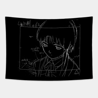 Lain Iwakura Sketch 001 - White on Black Tapestry