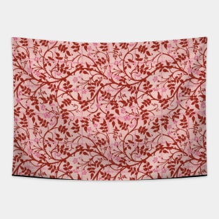 William Morris Jasmine Trellis Pattern Pink and Red Tapestry