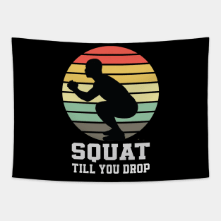 Squat Till You Drop Retro Sunset Print for gym Tapestry