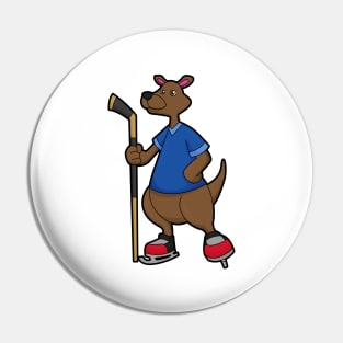 Kangaroo at Ice hockey with Ice hockey stick Pin