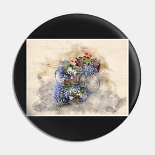 Exeter bicycle flowers Pin