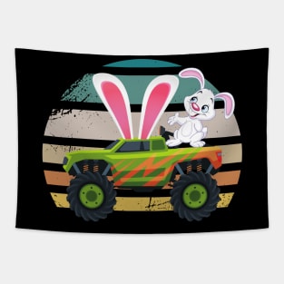 Easter Day for Monster Truck Lover Boy Bunny Easter Day Vintage Tapestry