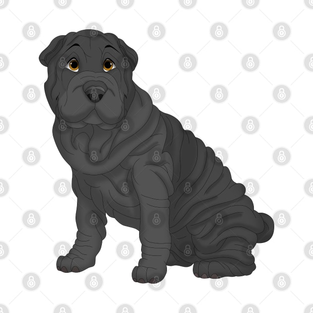 Black Shar-Pei Dog by millersye