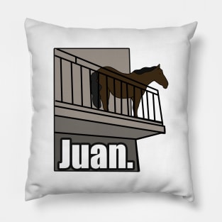 Juan Horse on Balcony Dank Meme Pillow