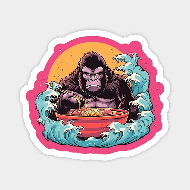 gorilla eat ramen Magnet by enzo studios