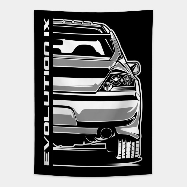 Lancer Evolution 9 (White Print) Tapestry by idrdesign